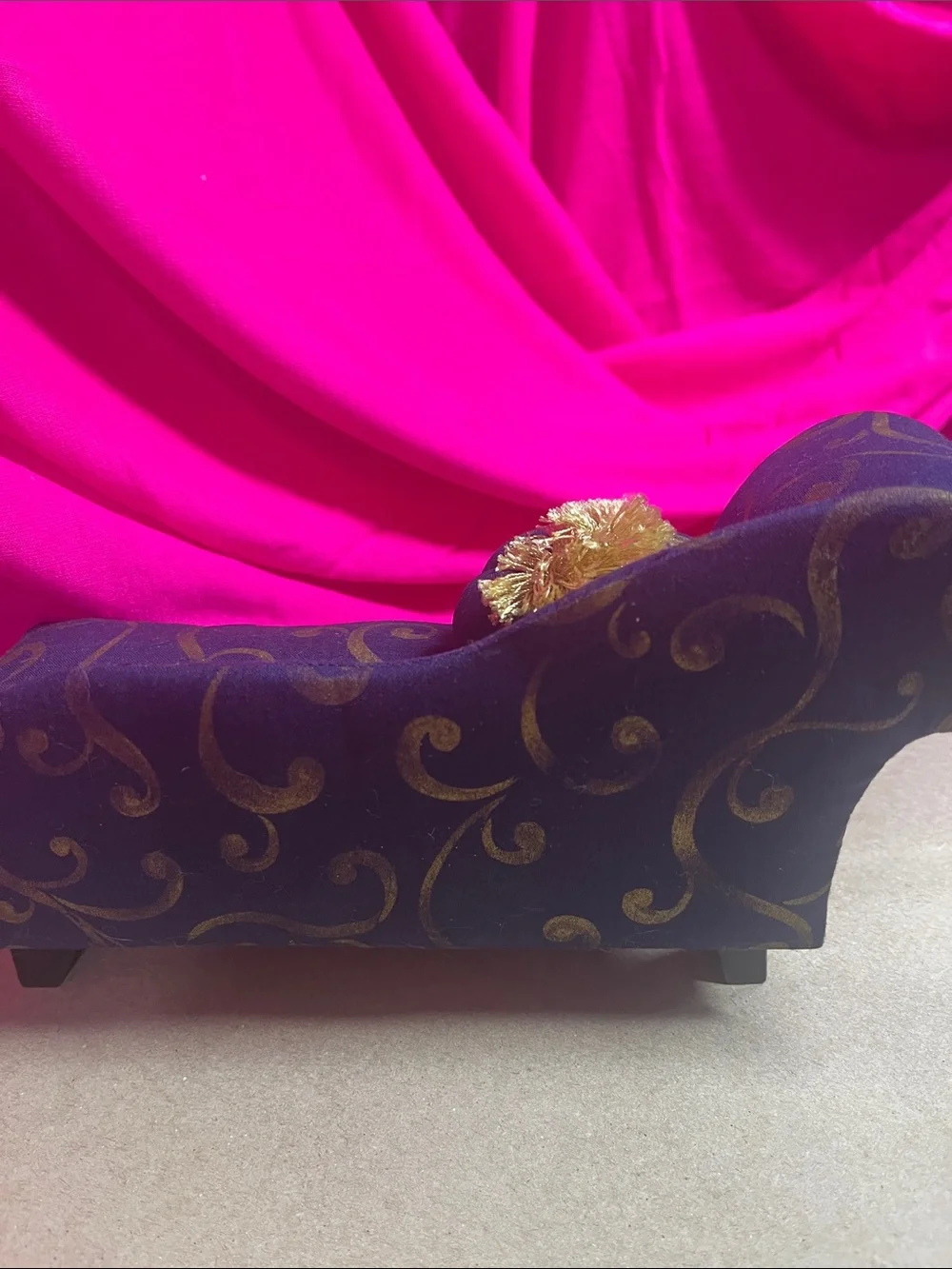 Luxury Purple and Gold Mini Chaise Accent by